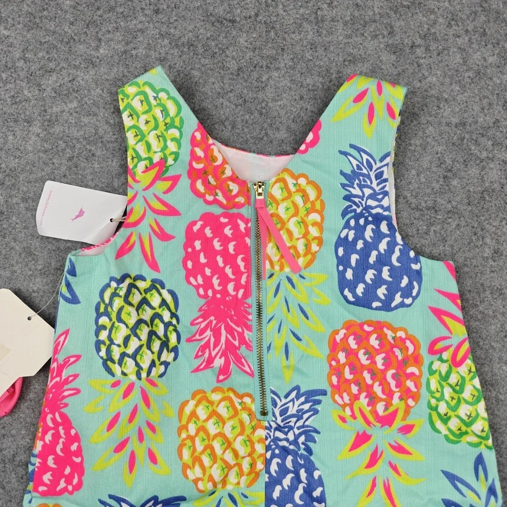 Tommy Bahama Dress Girls 4 Multicolor Pineapple Print A-Line Lined Summer New